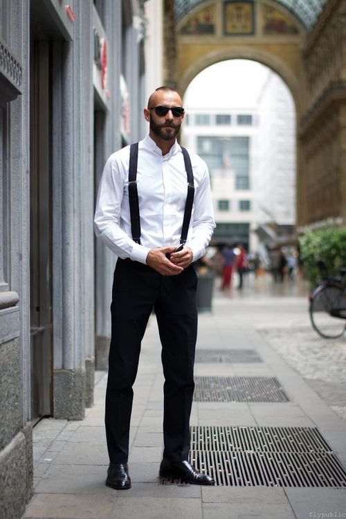 Black dress shirt with suspenders hotsell